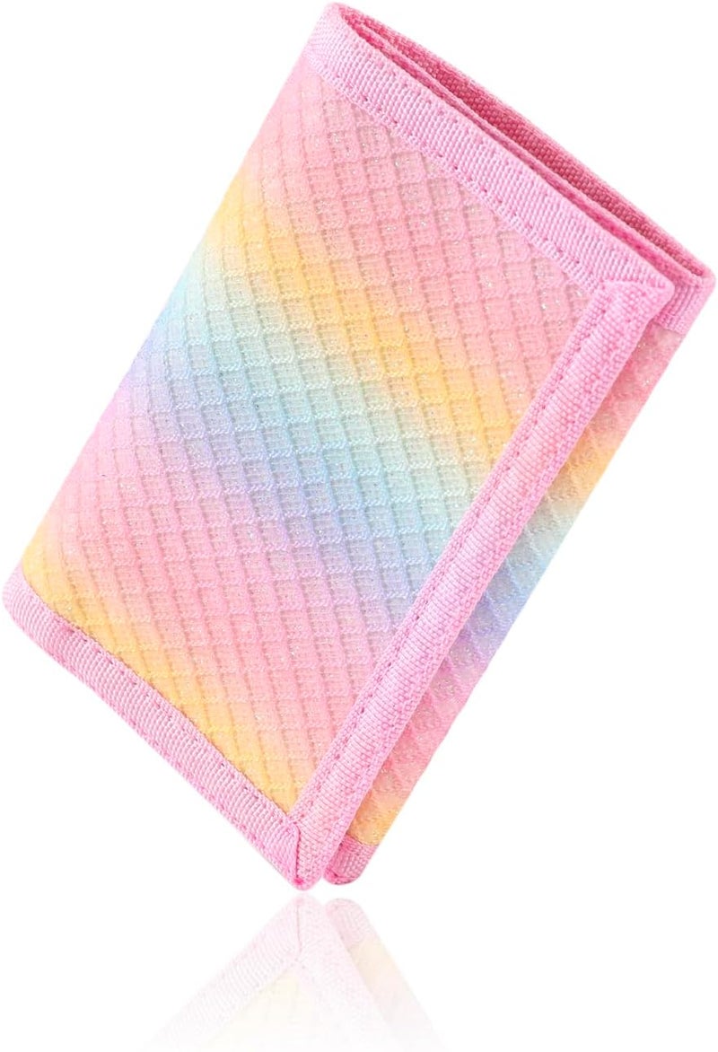 Nitort Wallet,RFID Trifold Canvas Outdoor Sports Wallets for Kid,Lovely and Novelty Wallet with Zipper for Kids- Front Pocket Wallet with Magic Sticker(Rainbow Bling KW05) - Image 5